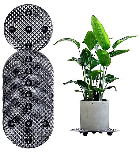 Lot de 6 Soucoupe Round pour Pot de Fleur, Support de Pot à Fleurs pour extérieur intérieur for Interior Bonsai Terrace, Protecteur du Sol, Diamètre 11,8 Pouces, Noir