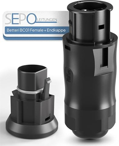 SEPO-Leitungen Set aus BC01 Buchse und Abdeckkappe – Komplettset für Balkonkraftwerk Solar Anschlusskabel – inkl. 0% MwSt. gem. § 12 Abs. 3 Ust Netzanschluss Female mit Schuko-Stecker
