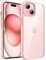 JETech Case for iPhone 15 6.1-Inch, Shockproof Phone Bumper Cover, Solid Color Matte TPU Frame, Anti-Scratch Clear Back (Pink)