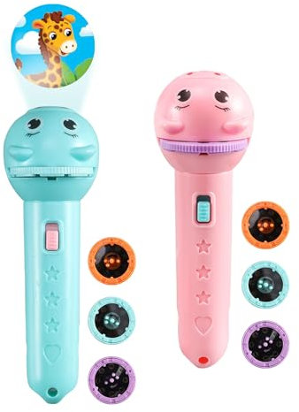 Flashlight Projector for Children, Projector Torch, Flashlight Projector, Toy Projector, 2 Pieces Projection Torch, Torch and Projector with 6 Discs y 48 Images