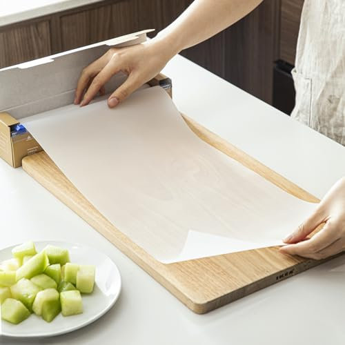 SHIMOYAMA Plastic Disposable Cutting Board, 2 Pack Camping Chopping Mat 24x300cm with Built-in Sliding Cutter, Flexible Placemat for Kitchen, BBQ, Outdoor Picnic