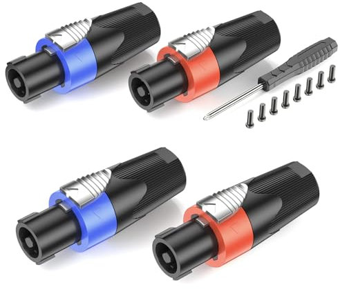 GCTBL 4Pack Speakon Connectors 4 Pole Audio Speaker Plug Adapter With Twist Lock Suitable for NL4FC NL4FX NL2FC