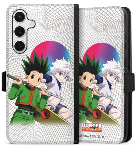 DeinDesign Klapphülle kompatibel mit Samsung Galaxy S24 + Handyhülle aus Kunst Leder schwarz Flip Case Gon Freecss Killua Zoldyck Hunter x Hunter