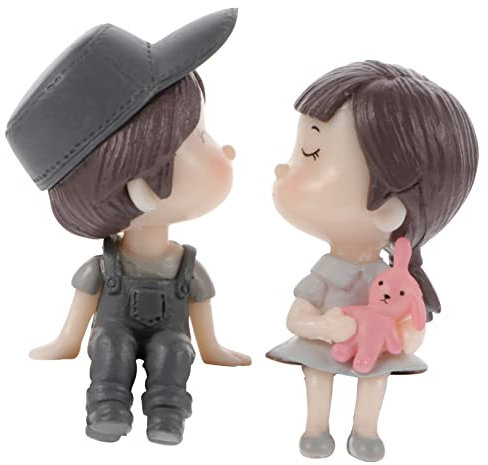 ABOOFAN 1 Paar Hocker Paar Ornamente Paar Puppenstatue Auto-Ornament Geschenke für den einzug bürodeko Dekor das Geschenk paar Puppe harz Paar Puppenfigur romantisch Skulptur Junge Mädchen