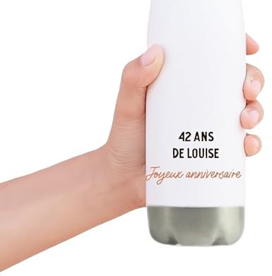 CADEAUX.COM - Gourde Personnalisable pour Femme de 42 ans - Gourde Personnalisée - Message Personnalisable - Cadeau Anniversaire - Cadeau Femme