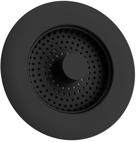 Hibbent Kitchen Sink Plug,Kitchen Sink Strainer and Stopper Combo, All Metal Stopper and Strainer,Anti-Clogging,Kitchen Sink Strainer Plug,and Prevent Odors - Sinks Depth > 28mm-Black