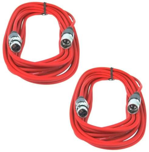 Paccs 2 Stück 10 m Mikrofonkabel Rot XLR Stecker male auf XLR Buchse female - Symmetrisch Audio Kabel DMX OFC-Kupfer