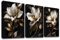 3 Pcs Schwarz Goldene Lilien Mit Rahmen Leinwand Bilder Goldene Blumen und Blätter Bild auf Leinwand Malerei Wandbilder Wanddeko Speisesaal Wohnzimmer Schlafzimmer Dekorationen 90x40cm (12x16x3pcs)