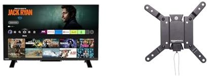 Toshiba 32WF2F53DB HD Ready Smart Fire TV & Amazon Basics Tilt TV Wall Mount For 12-40 inches TVs and VESA 200 x 200, Black