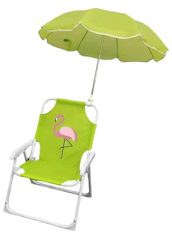 Harilla Campingstuhl für Kinder, Klappstuhl mit leicht zu tragendem Sonnenschirm, tragbarer Oxford-Strandstuhl für Camping, Rucksackreisen, Picknick, Flamingo