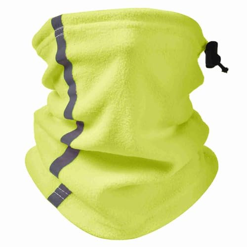 Cache-Cou d'hiver, Cache-Cou d'hiver en Polaire Polyester avec Bande Réfléchissante pour Le Cyclisme, la Randonnée, Le Ski, Le Snowboard (Vert Fluorescent)
