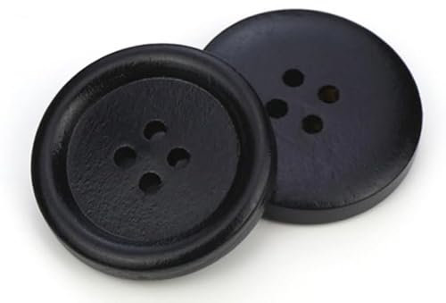 20 edle Holzknöpfe rund schwarz 20mm mit 4 Löcher, Jackenknöpfe Knöpfe zum annähen aufnähen Bastelknöpfe JackenknöpfemVierlochknöpfe