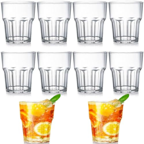LATERN 10Pcs Acrylic Plastic Tumblers, 250ml Unbreakable Acrylic Drinking Glasses Reusable Clear Plastic Cups BPA Free Stackable Tumblers for Party Cocktail Picnic Party Juice Whiskey Wine
