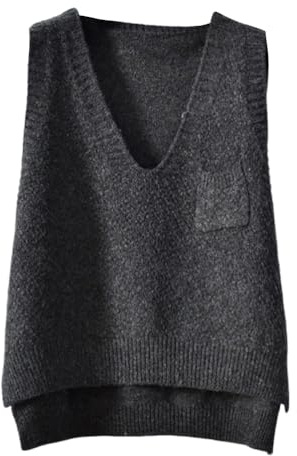 shownicer Pulls sans Manche Femme Col en V Tricoté en Gilet Oversize sans Manches Pull Gilet Veste Décontracté Débardeur Pull Automne Hiver