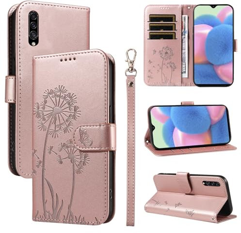 Bravoday Coque pour Samsung Galaxy A50 / A30S / A50S, Housse en Cuir PU Premium Etui à Rabat Pochette de Portefeuille avec Porte Carte Étui de Protection pour Galaxy A50 / A30S / A50S, Or Rose