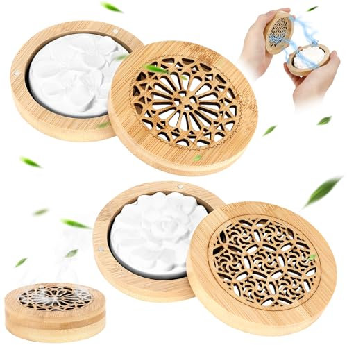 Luziyun Diffuseur d'Huiles Essentielles Pierre avec Boîte en Bois - 2 Pièces, Diffuseur à Parfum Élégant en Plâtre pour Bureau, Salon et Salle de Bain