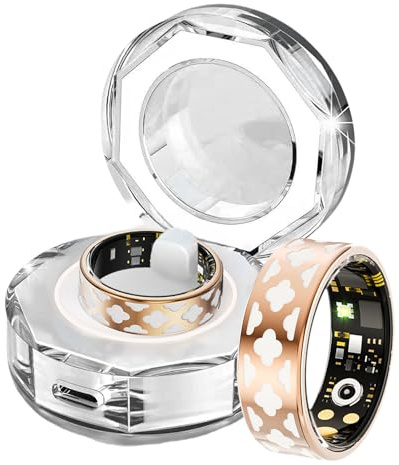 Yeforu Smart Ring for Women Men Fitness Ring Heart Rate Monitor Sleep Ring Step Counter Pedometer Rings Fashionable Fitness Tracker Remote Camera Rose Gold Enamel Ring for Ladies