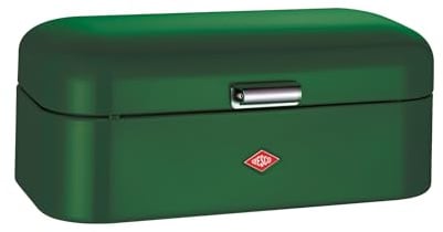 WESCO Grandy Brotkasten in der Farbe darkgreen, pulverbeschichtetes Stahlblech, Lüftungslöcher und stabiler Handgriff, Special Edition Weihnachten, 420 x 220x 170 mm
