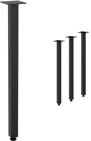 HAGO24 | Tischbeine 4er Set | höhenverstellbar | 72cm | 4x4cm | Couchtischbank | DIY Möbelfuß | Stahl | Industriell | Schraubfüße | Montageplatte | 500kg