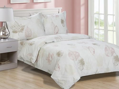 Violet Linen French Yardley Fern Leaves Pattern, Luxury Ultra Soft and Breathable 200 Thread-Count Cotton Percale, Multi, Twin 39-inch, 6 Piece Duvet Set, Bedding Duvet Cover Set for Two Beds