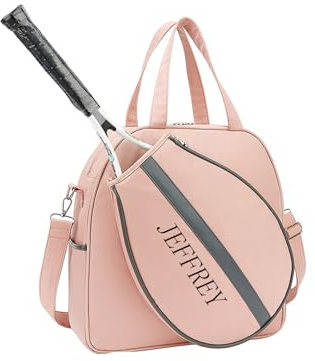 Bolsa de raqueta de tenis personalizada con nombre/texto | Bolsa deportiva impermeable para tenis, bádminton, pádel | Organizador grande de 40 cm