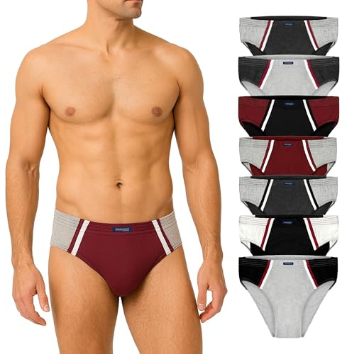 BRUBAKER 7er Pack Herren Sportslips - Farbige Slips aus Baumwolle | Retro Unterhosen ohne Eingriff - Unterwäsche für den Alltag und Sport