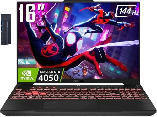 ASUS TUF A16 Gaming Laptop, 16” WUXGA 144Hz, AMD Ryzen 7 7445HS, GeForce RTX 4050, 32GB RAM 2TB PCIe SSD, Webcam, 256gb 9H Docking Station, Backlit Keyboard, Windows 11 Home, Gray