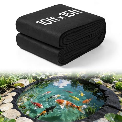 Chonway 10 X 15ft Heavy Duty Pond Liner Underlayment, 200g Non Woven Geotextile Fabric Pond Liners for Outdoor Ponds for Koi/Duck/Fish Pond Underlayment Fabric for Garden Waterfall, French Drain