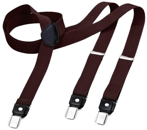 DonDon Hosenträger Herren braun schmal 2,5 cm - Extra starke Clips für Anzug - Hosenträger Herren extra stark - Ideal für Männer oder Damen Rockabilly Suspenders
