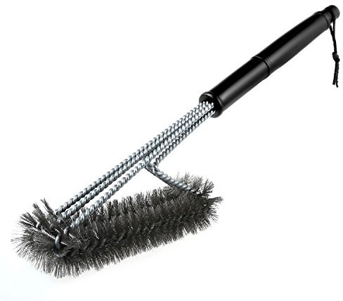 Foonii 3 Edelstahl Bürsten in 1 Reiniger Werkzeug, Professionelle Grillbürste für Weber, Infrarot, Gas, Porzellan und Holzkohlegrills - Extra Langer Griff (45cm) (A)