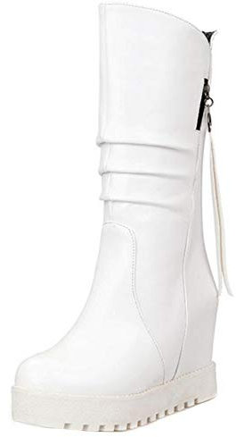 Smilice Stivali da donna con zeppa, bianco, 44 EU
