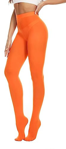 CozyWow Blickdicht Damen Strumpfhose Elastisch Semi Stützstrumpfhose in 25 Farben (Orange, M)