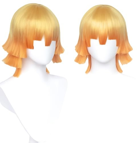 Liamiona Cosplay Perücke Anime Short Straight Yellow Gradientto Orange Hair Halloween Party Kostüme Perücke + kostenlose Perückenkappe