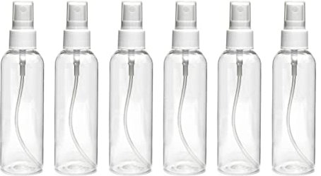 nsb herbals 100 ml Transparent Plastic Empty Refillable Reusable Fine Mist Spray Bottle Container for Sanitizer, Perfume, Rose water, Travel, Home Care, Other DIY (Pack of 6)
