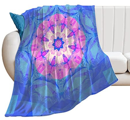 Weiche Flanell-Überwurfdecke für Wohnzimmer-Sofa-Schlafzimmer Warm und leicht, Blaues Kaleidoskop