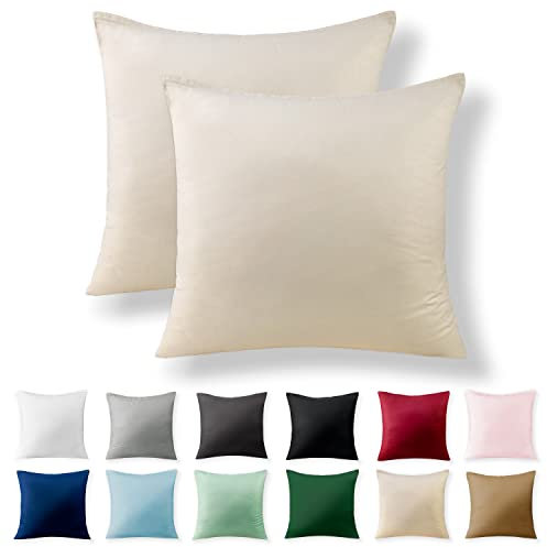Alreya 2er-Set Renforcé Kissenbezug 40 x 40 cm - 100% Baumwolle mit YKK Reißverschluss, Superweicher Kopfkissenbezug 40x40, Kissenhülle, Beige, nur Kissenbezug