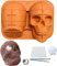 Halloween Silikon Backformen, Große Totenkopf Kuchenform mit Teigschaberkarte, Schädel Silikon KuchenForm DIY Backen Dekorationen für Geburtstags Party Kuchen Saft Schokolade Süßigkeiten Seife