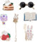 SUNNYCLUE 1 boîte 7 pièces 7 styles Épingles de Lapin Broches en Émail Dessin Animé Broche Broches Chat Fraise Lapin Lunettes Livre Épingle pour Sac à Dos Vêtements Badges Chapeaux Sacs Écharpes Femme