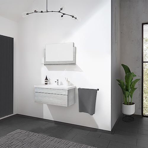Home Deluxe - Badmöbel-Set - WANGEROOGE Big Grau - Medium - inkl. Waschbecken und komplettem Zubehör - Breite Waschbecken: ca. 80 cm | Badezimmermöbel Waschtisch Badmöbelset