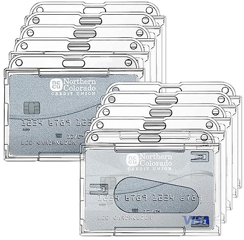 skytowards 10 PCS Porte-Badge Porte Carte Double Porte-Badge en Plastique Porte-Cartes Horizontal avec Fente pour Le Pouce Porte-Badge Rigide pour Carte d'Étudiants, Carte De Visite (Transparent)