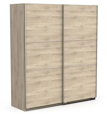 Demeyere Armoire Porte Coulissante avec Penderie Moderne – Coloris Chêne Kronberg & Finitions Métal - 178,1 x 59,9 x 203 cm