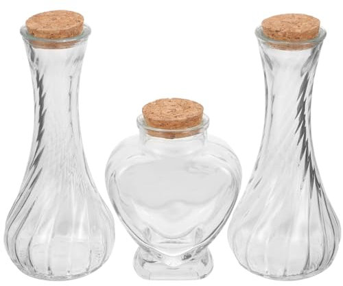 Amosfun 3pcs Unity Sand Ceremony Set for Wedding Honeymoon, Heart Shaped Sand Keepsake Jar with Sealing Cork Lid, Honeymoon Souvenir Gift for Newlywed Couple