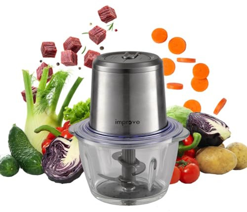 Improve Tritatutto Elettrico 2 Velocità, 4 Lame Affilate, Frullatore, Tritatutto per Frutta Verdura Carne Spezie IMPTTC052