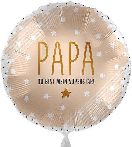 Folienballon Papa - 'Du bist mein Superstar!' Ballon Papa Geschenk Vater zum Geburtstag, Vatertag, Geschenk Papa Luftballon Made in EU, Helium geeignet