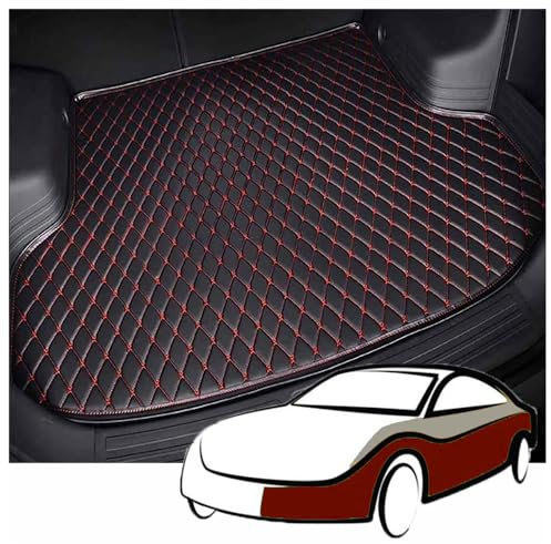 AMENAS Alfombrilla para Maletero de Coche Cuero para KIA Ceed 2018-2024, Antideslizante Protectora Impermeable Bandeja Forro, Personalizadas Alfombra,B Black Red