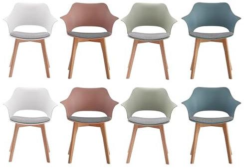 GrandCA HOME 8er-Set Nordischen Küchenstühlen, Esszimmerstuhl mit Massivholzbeinen, Gepolsterte Stühle für Schlafzimmer, Wohnzimmer, Küche,Mischung-2