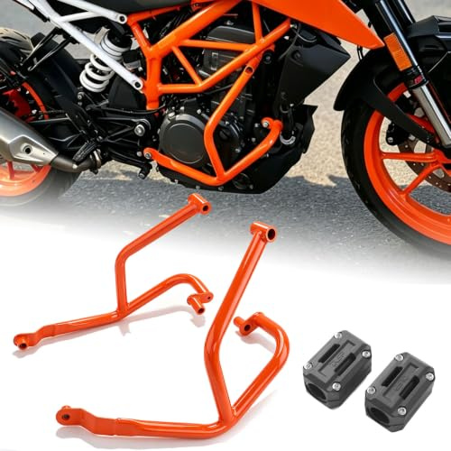 Midimttop Motors chutz autobahn crash bar motorrad rahmens chutz stoßstange für K&T&M Duke 200(2020-2024) Duke 250 Duke 390 DUKE390 (2017-2023) Zubehör (Orange)