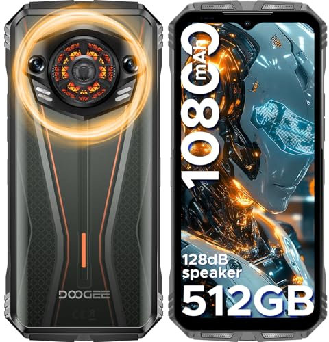 DOOGEE S Punk Pro Telefono Movil Irrompible, 20GB+512GB/2TB TF, 128dB Altavoz 10800mAh/33W Movil Resistente Android 14, 6.6 FHD+ 50MP+16MP, Efecto luz LED/OTG/NFC/Huella/Dual 4G LTE/IP68