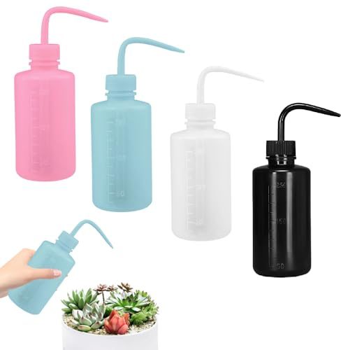 Zithgen 4 Stück Spritzflasche 250ml, Kunststoff Laborflasche Dosierflasche Tattoo Waschflasche Squeeze Bottle Labor Sprühflasche Quetschflasche Gießflasche für Pflanzenbewässerung Laborreinigung