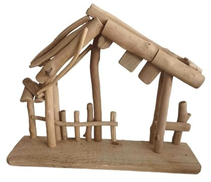 siduytin Weihnachtskrippe Holzhaus ist aus Holz DIY Krippe Krippe Stall Dekor Holzhaus für personalisierte Figuren Stall Home Schreibtisch Dekoration Sammlerstück